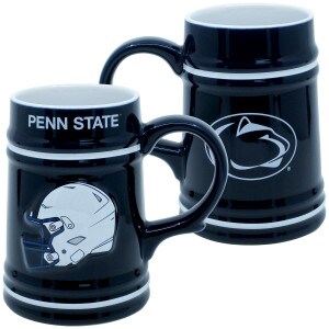 navy ceramic stein Penn State & football helmet one side, Athletic Logo on other